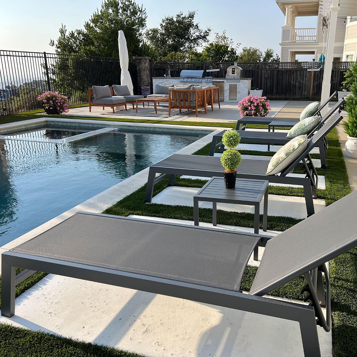 Outdoor Furniture Quick Dry - Quick-Dry Mesh Outdoor Lounge Chair Set
