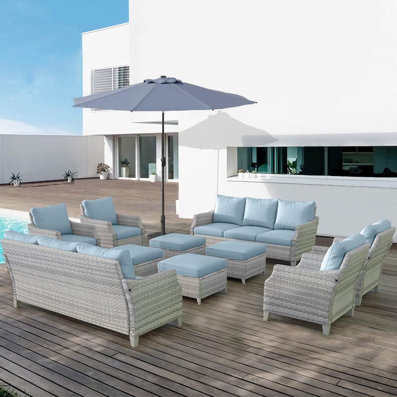 Outdoor Furniture Quick Dry - Modern PE Rattan Outdoor Sofa Set