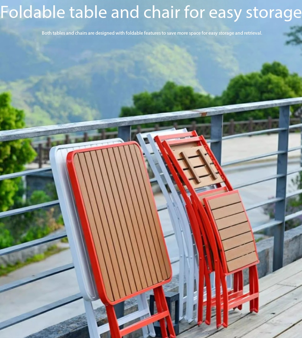 Outdoor Furniture Table And Chairs - Modern Minimalist WPC Outdoor Folding Table