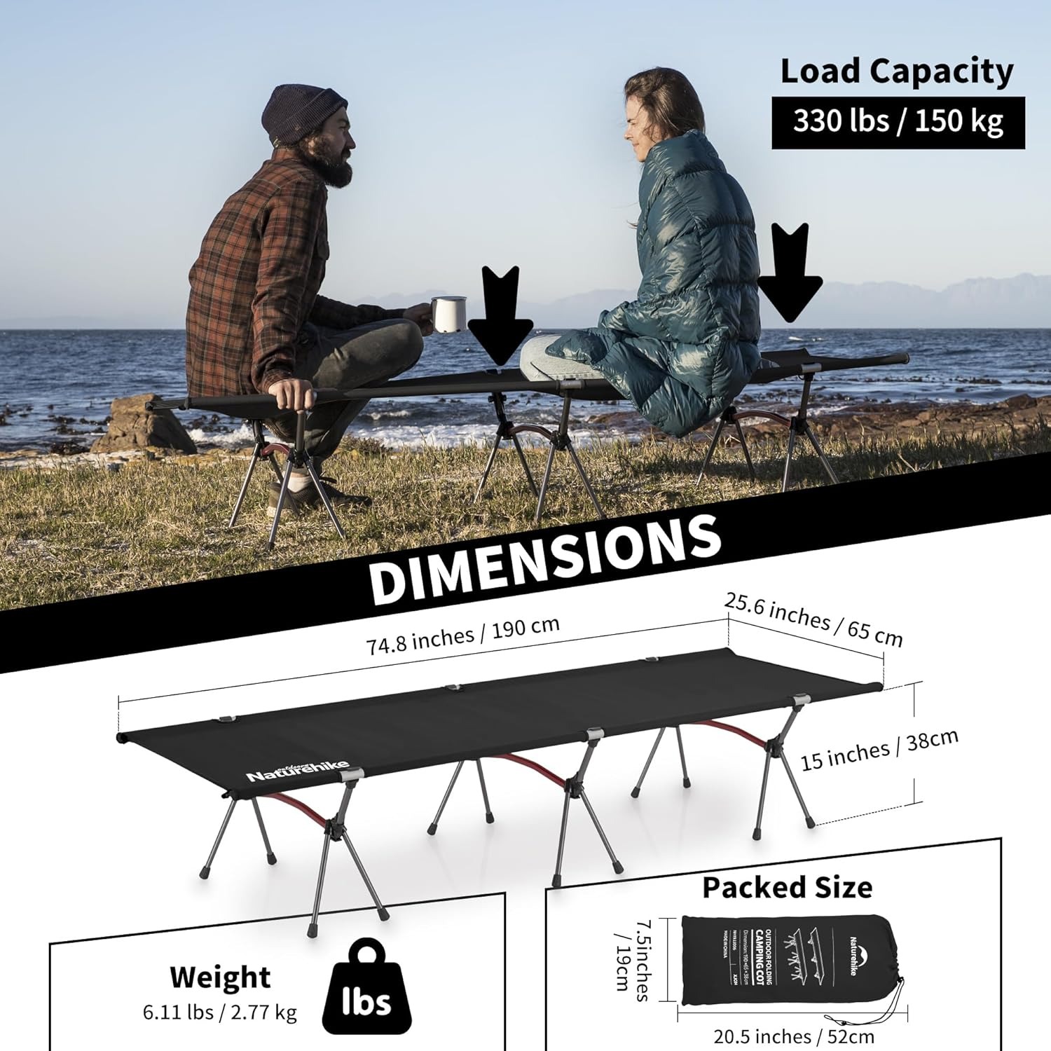Naturehike Folding Camping Cot - огляд і ціна Outdoor Daybed Furniture