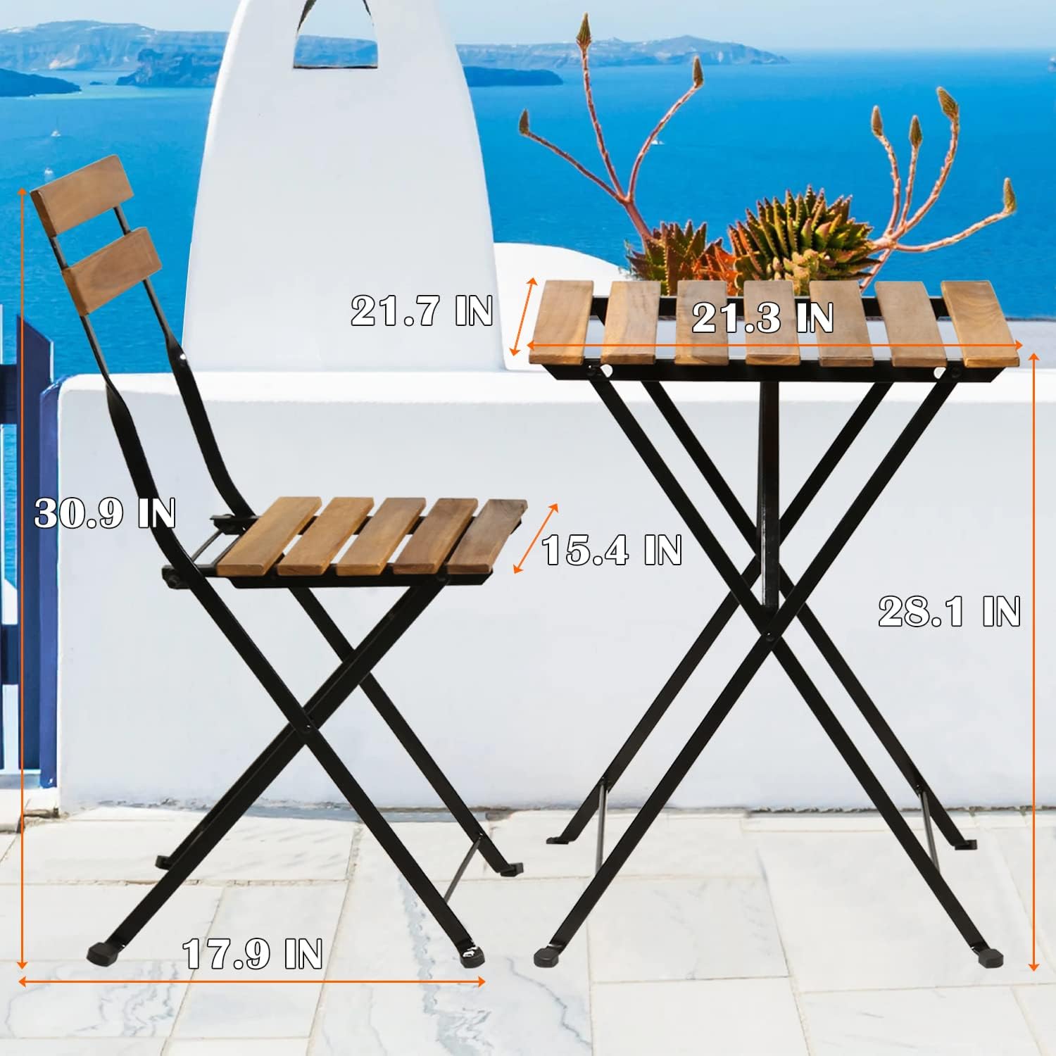 Natural wood 3-piece folding p - огляд і ціна Outdoor Furniture Table And Chairs