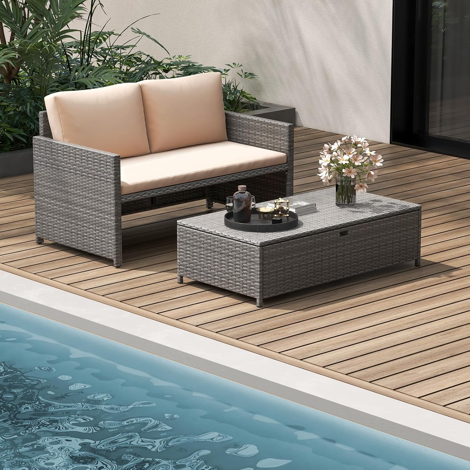 Wicker Patio Daybed Loveseat O - огляд і ціна Outdoor Daybed Furniture