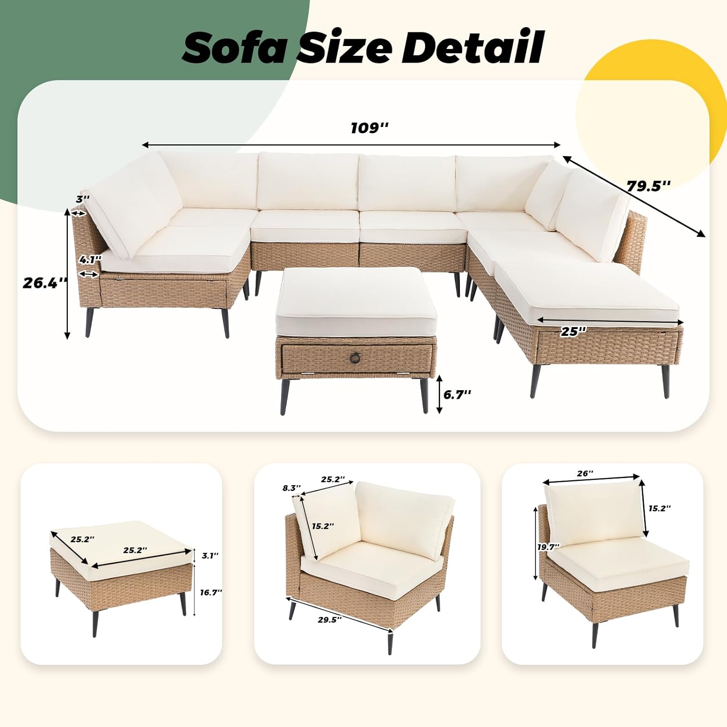 8 Pieces Outdoor Patio Furnitu - огляд і ціна Outdoor Furniture One Piece